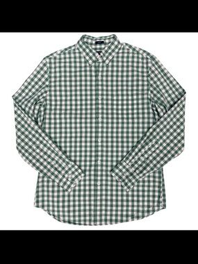 Men's J. CREW Green Gingham Flex Washed Slim‎ Fit Dress Shirt- Size M
